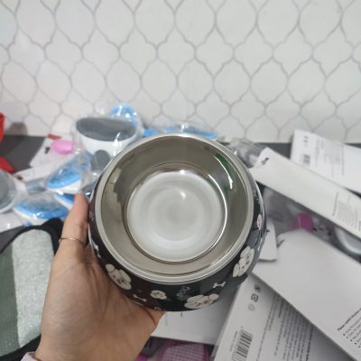 عکس مدل ظرف غذا سگ و گربه با کاسه استیل رنگ مشکی وارداتی