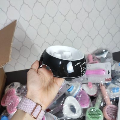 عکس مدل ظرف غذا آرام خور سگ و گربه رنگ مشکی وارداتی