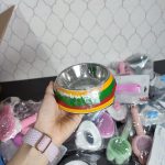 عکس مدل ظرف غذا سگ و گربه با کاسه استیل با طرح رنگی وارداتی
