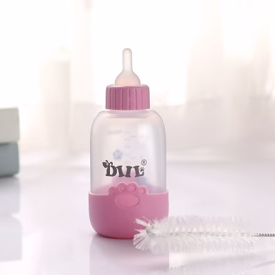 قیمت شیشه شیر سگ و گربه با برس و سر شیشه 100 ml رنگ صورتی وارداتی