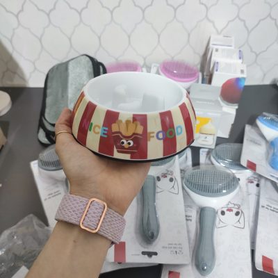 قیمت ظرف غذا آرام خور سگ و گربه طرح راه راه وارداتی