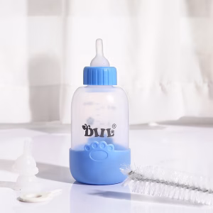 قیمت شیشه شیر سگ و گربه با برس و سر شیشه 100 ml رنگ آبی وارداتی