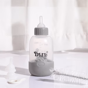 قیمت شیشه شیر سگ و گربه با برس و سر شیشه 100 ml رنگ طوسی وارداتی